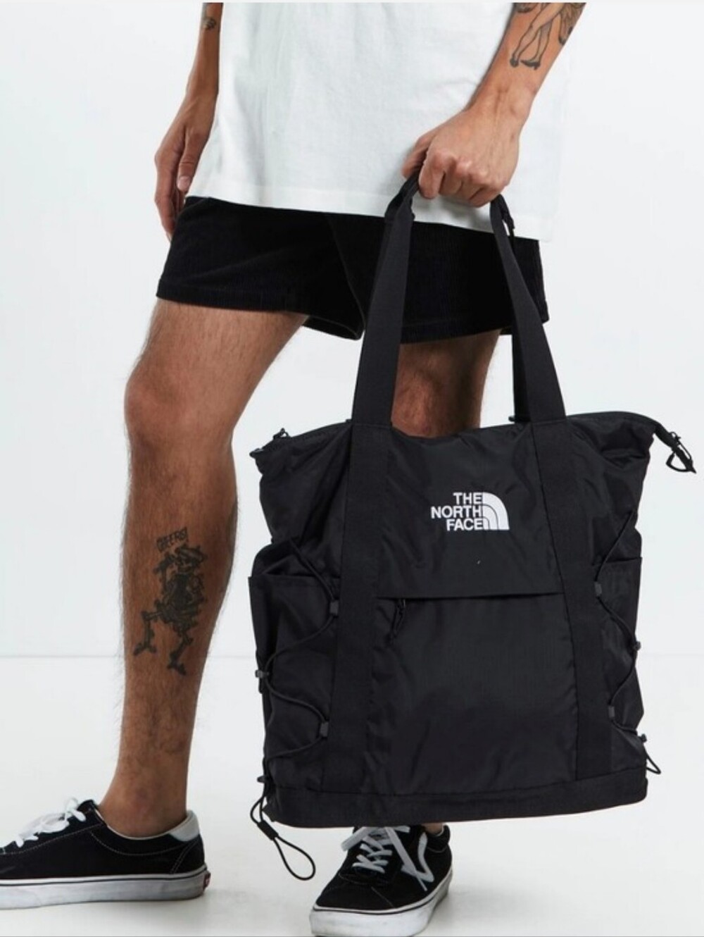 The North Face Unisex  Black Shoukder Tote Bag With Front Zip Pocket